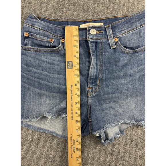 Levis High Rise Shorts Womens 27 Denim Cut Off Distressed Frayed Hem Waterless - Picture 4 of 7